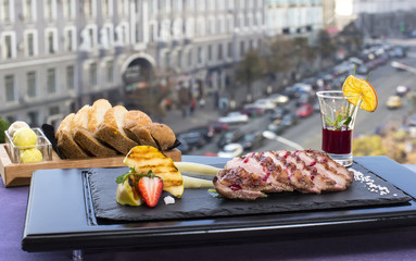 plate of meat and vegetables