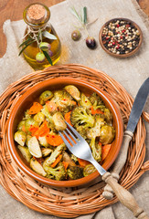 Baked mixed vegetables  (brussels sprouts, carrots, broccoli), t