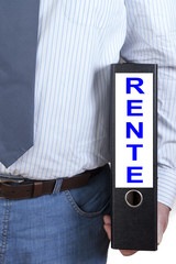 Businessman with file folders RENTE