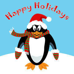 Cartoon penguin Holiday card