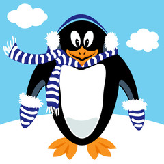 Cartoon penguin winter gear