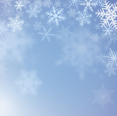 Naklejka na ściany i meble Winter frozen background with snowflakes