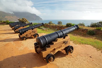 Fotobehang Old cannons at Chapmans Peak, Hout Bay near Cape Town © EcoView