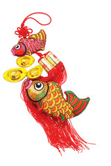 Naklejka premium Auspicious Fish and Gold Ingot ornaments