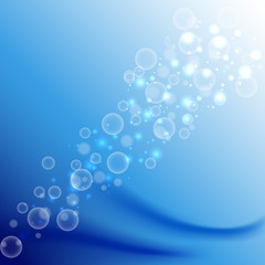 Fototapeta na wymiar Abstract bokeh blue water background, vector illustration