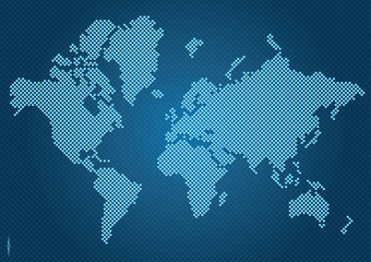 world map square dots Blue with cyan