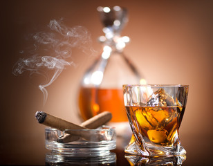 Whiskey and cigar