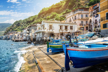 Fototapeta na wymiar Fishing village in calabria, Scilla, Italy