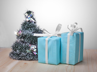 christmas against bokeh with christmas tree