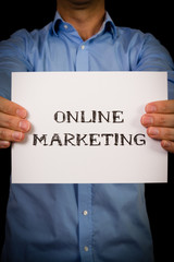Man with Online Marketing sign
