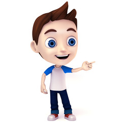 Kid give direction pose