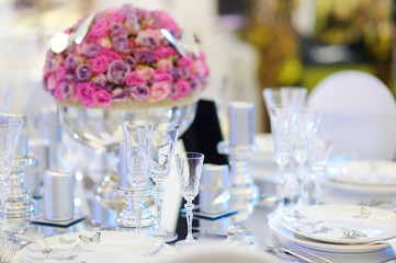 Table set for an event party or wedding reception