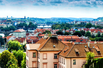 Fototapeta premium Bridges and rooftops of Prague