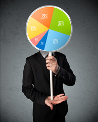 Businessman holding a pie chart