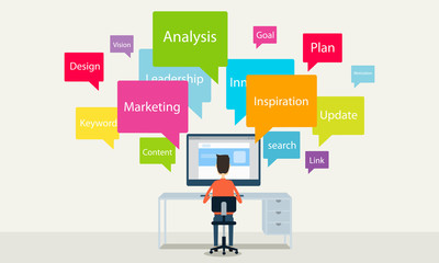 people  working to business online concepte