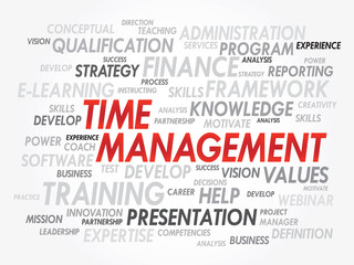 Word cloud of Time Management related items, vector background