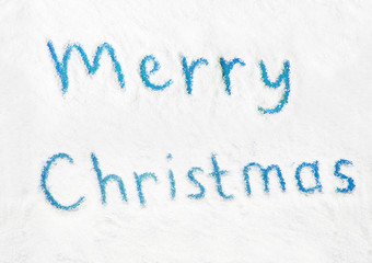 Christmas words on snow
