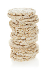 Diet rice cakes pile isolated on white background