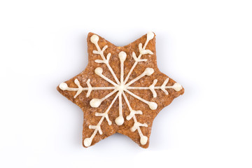 Star shape christmas gingerbread cookie - obrazy, fototapety, plakaty