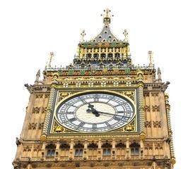 Big Ben detail isolated on white