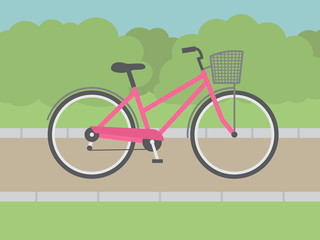 Lady bike flat style illustration