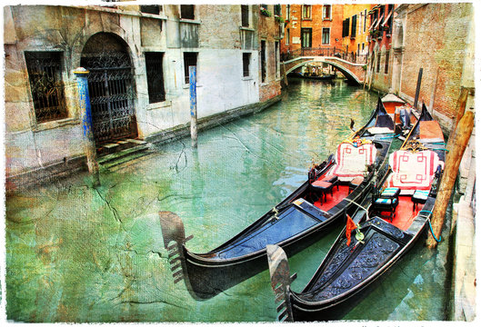 Fototapeta Venetian canals. artwork in painting style