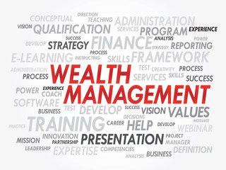 Word cloud of Wealth Management related items, vector