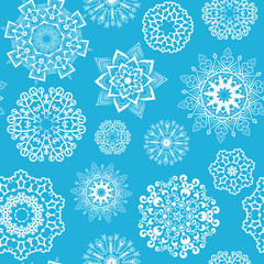 Blue seamless snowflake pattern