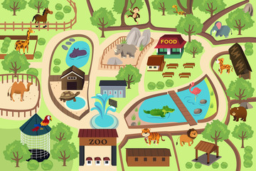 Map of a zoo park - obrazy, fototapety, plakaty