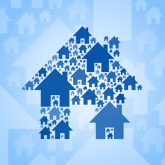 Blue home symbol on light blue background