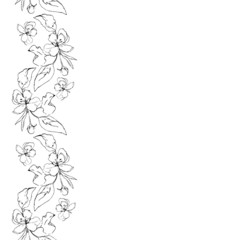 Black and white ornament from the buds of apple tree.