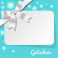 White Pearl Ribbon Coupon Background petrole Snowflakes