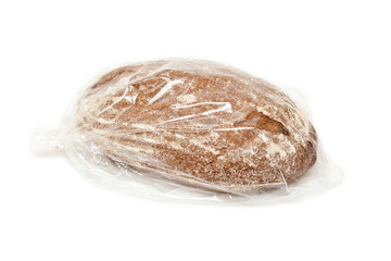 Black bread in the package isolated on white background