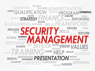 Word cloud of Security Management related items, vector