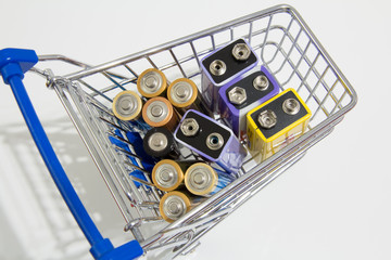 Batterien im Einkaufswagen