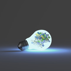 light bulb with gears as concept