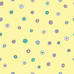 Seamless pattern with beautiful colorful hearts