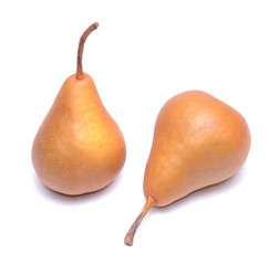 Two kaiser pears isolated on white background
