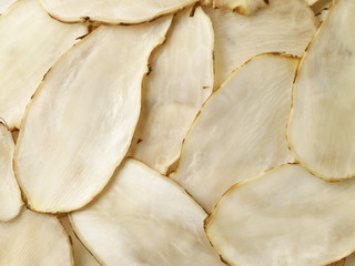 Jerusalem artichoke slices background
