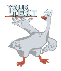 Happy Christmas goose in a chef's hat