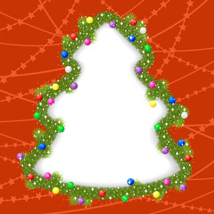 Christmas frame on in form fir decorated balls