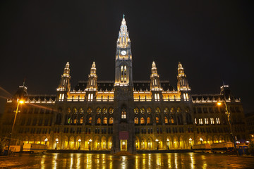 Fototapeta na wymiar Rathaus building in Vienna, Austria