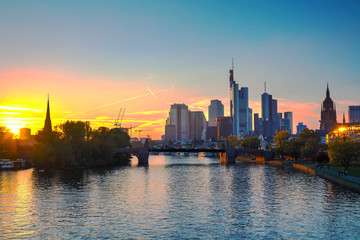 Fototapeta na wymiar Frankfurt cityscape at sunset