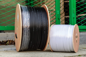 Two big spools of optic wire