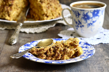 Piece of the cake ''Anthill'' on a colorful plate.