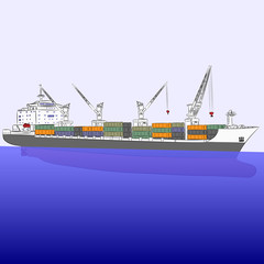 Fototapeta premium Vector dry cargo ship.