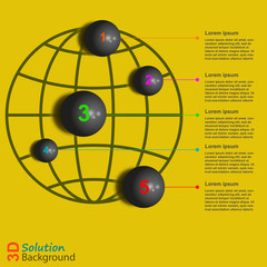 Five steps to solution for business plan idea on globe