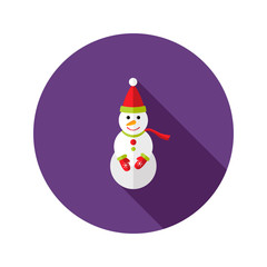Christmas Snowman with Santa Claus Hat Flat Icon