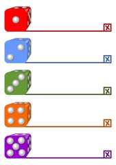 Five steps infographic template designed with dices