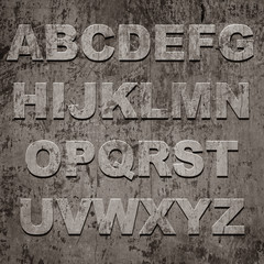 Latters of alphabet on grunge texture